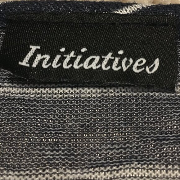 Canadian Rhinestone Collar Half Sleeve Distressed Rayon Striped Top - Picture 9 of 16